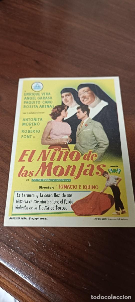 Folhetos de m&atilde;o de filmes antigos de cinema: El ni&ntilde;o de las monjas.Folleto de mano.