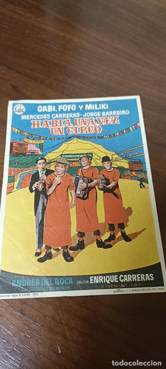  Foglietti di film di film antichi di cinema: Hab&iacute;a una vez un circo. Folleto de mano.