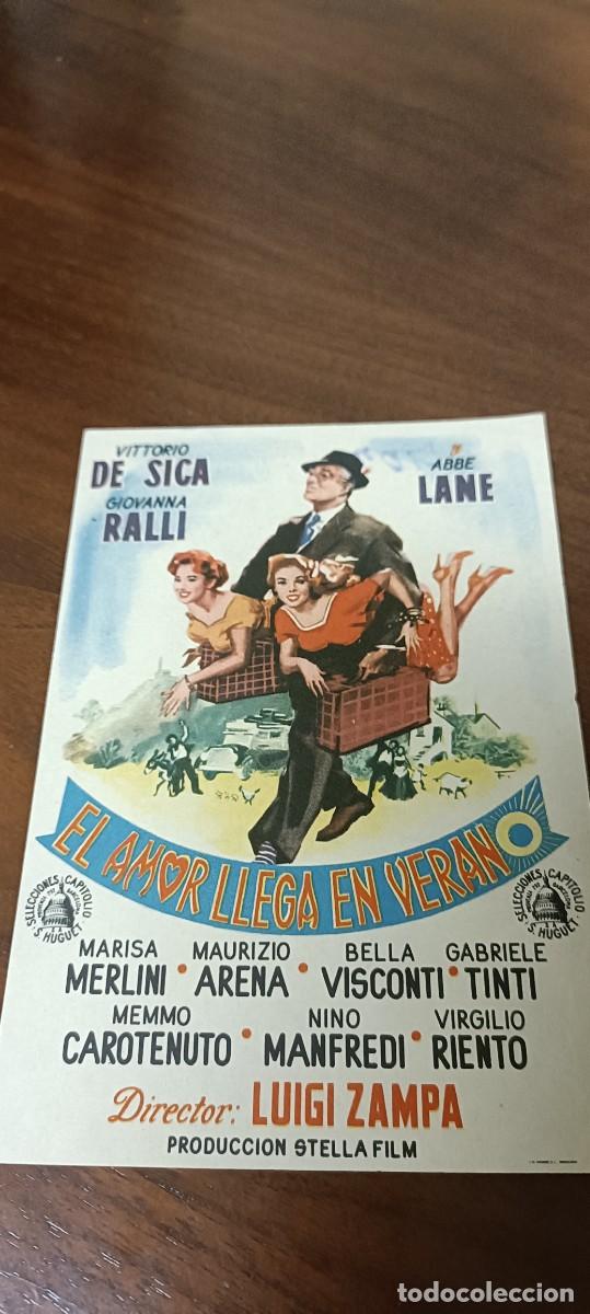 Folhetos de m&atilde;o de filmes antigos de cinema: El amor llega en verano. Folleto de mano.