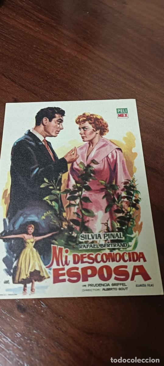 Folhetos de m&atilde;o de filmes antigos de cinema: Mi desconocida esposa. Folleto de mano.