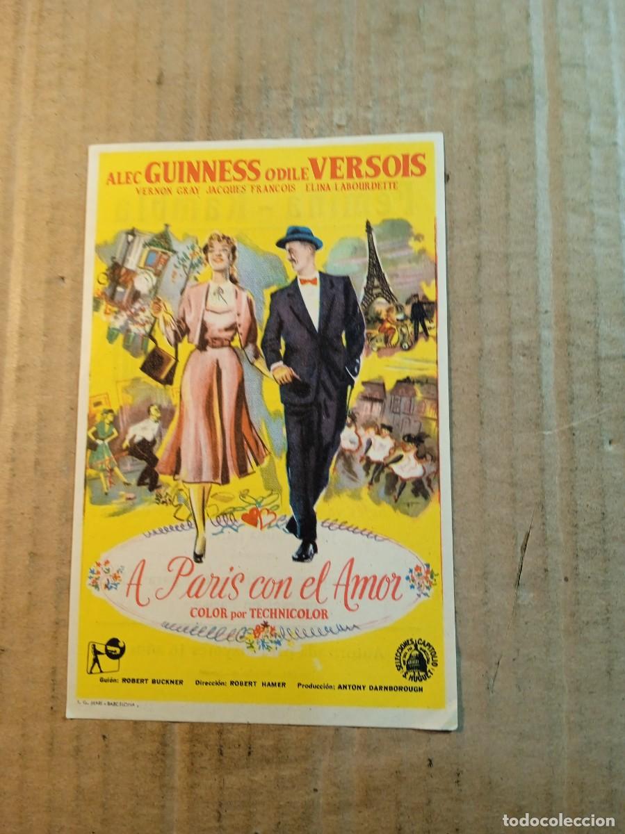 Folhetos de m&atilde;o de filmes antigos de cinema: FOLLETO DE MANO CON PUBLICIDAD A PARIS CON EL AMOR