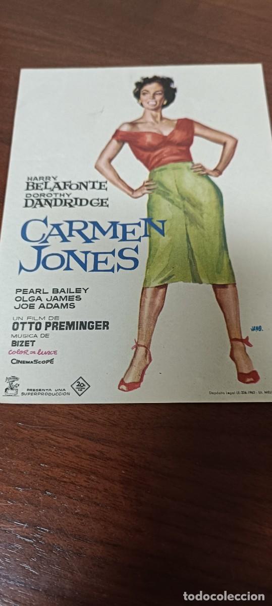 Folhetos de m&atilde;o de filmes antigos de cinema: Carmen Jones.Folleto de mano.