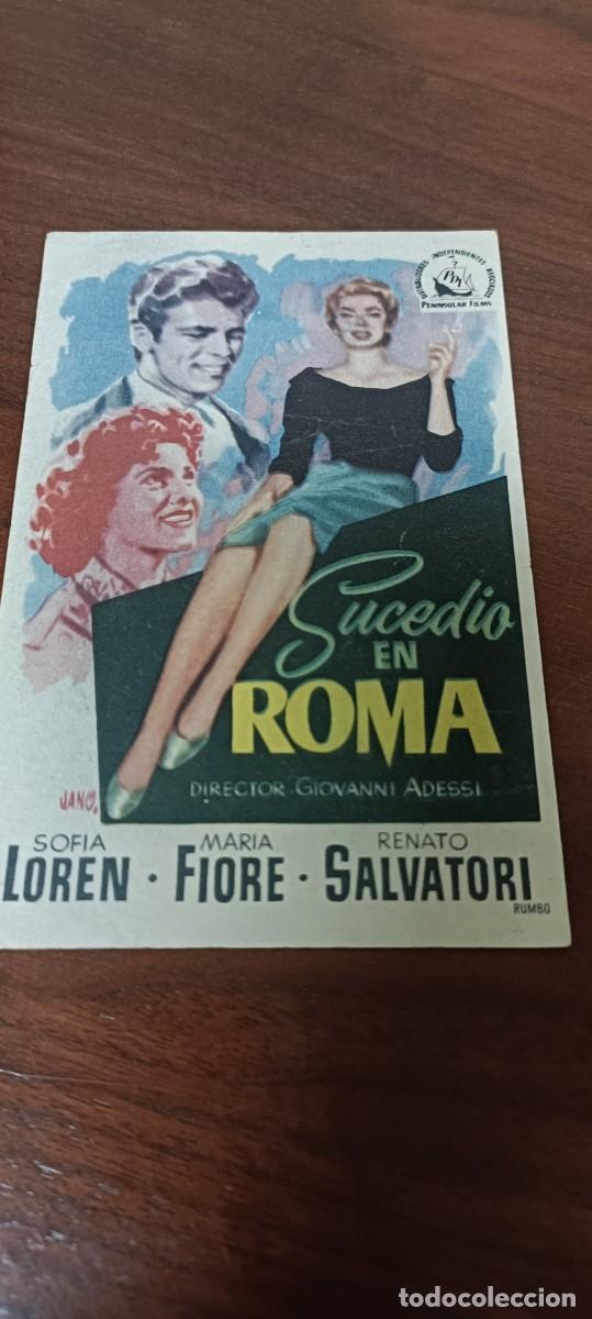Folhetos de m&atilde;o de filmes antigos de cinema: Sucedi&oacute; en Roma.Folleto de mano.
