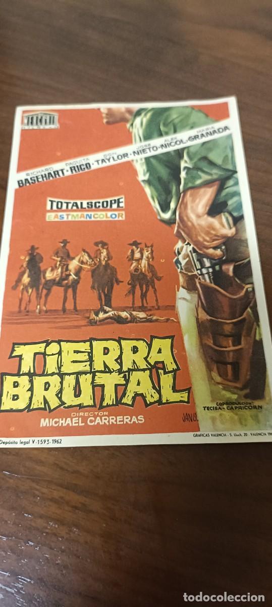  Foglietti di film di film antichi di cinema: Tierra brutal.Folleto de mano.