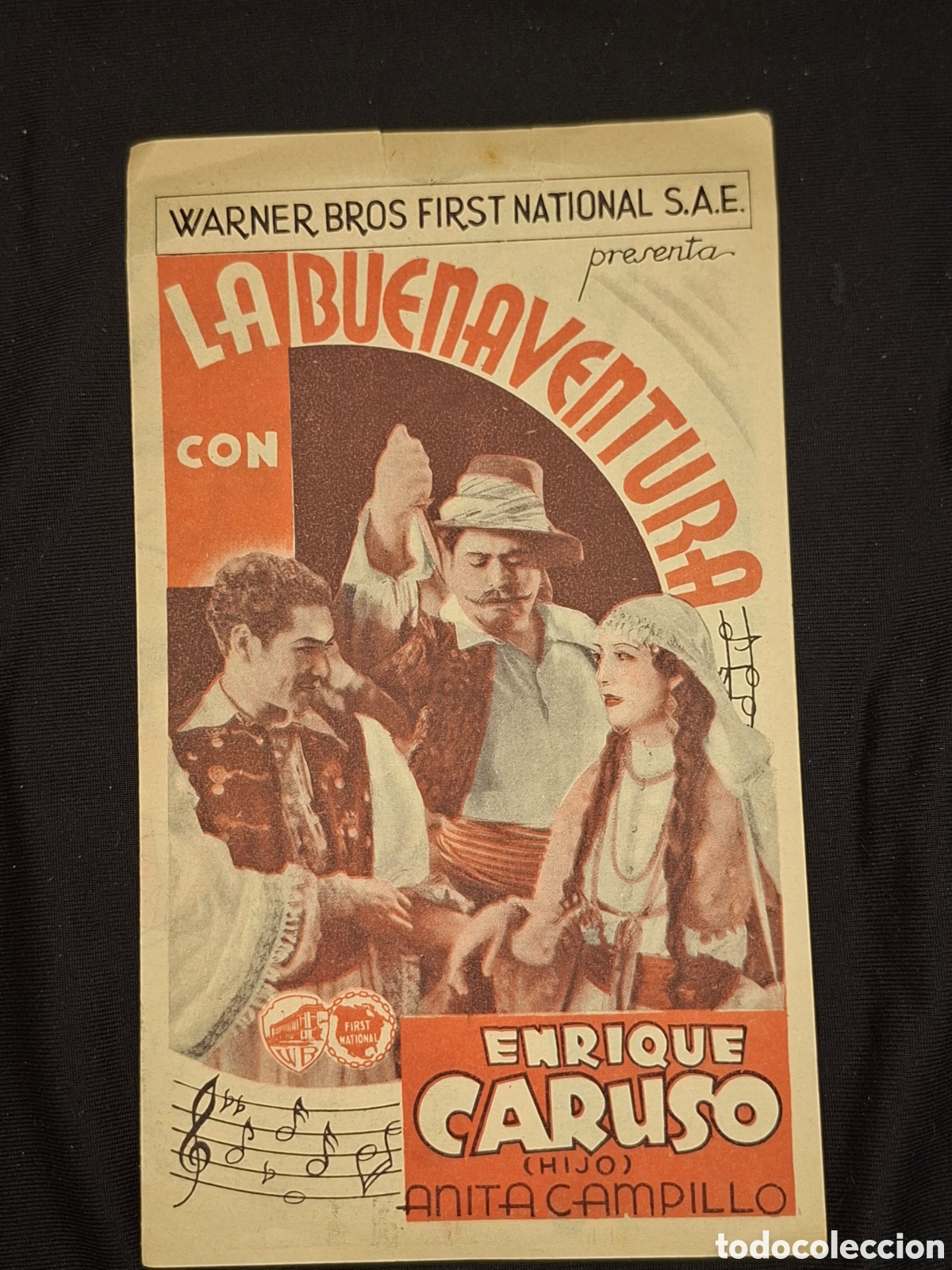 Folhetos de m&atilde;o de filmes antigos de cinema: Folleto de mano. LA BUENAVENTURA (DOBLE) Enrique Caruso - Anita Campillo /CITC1