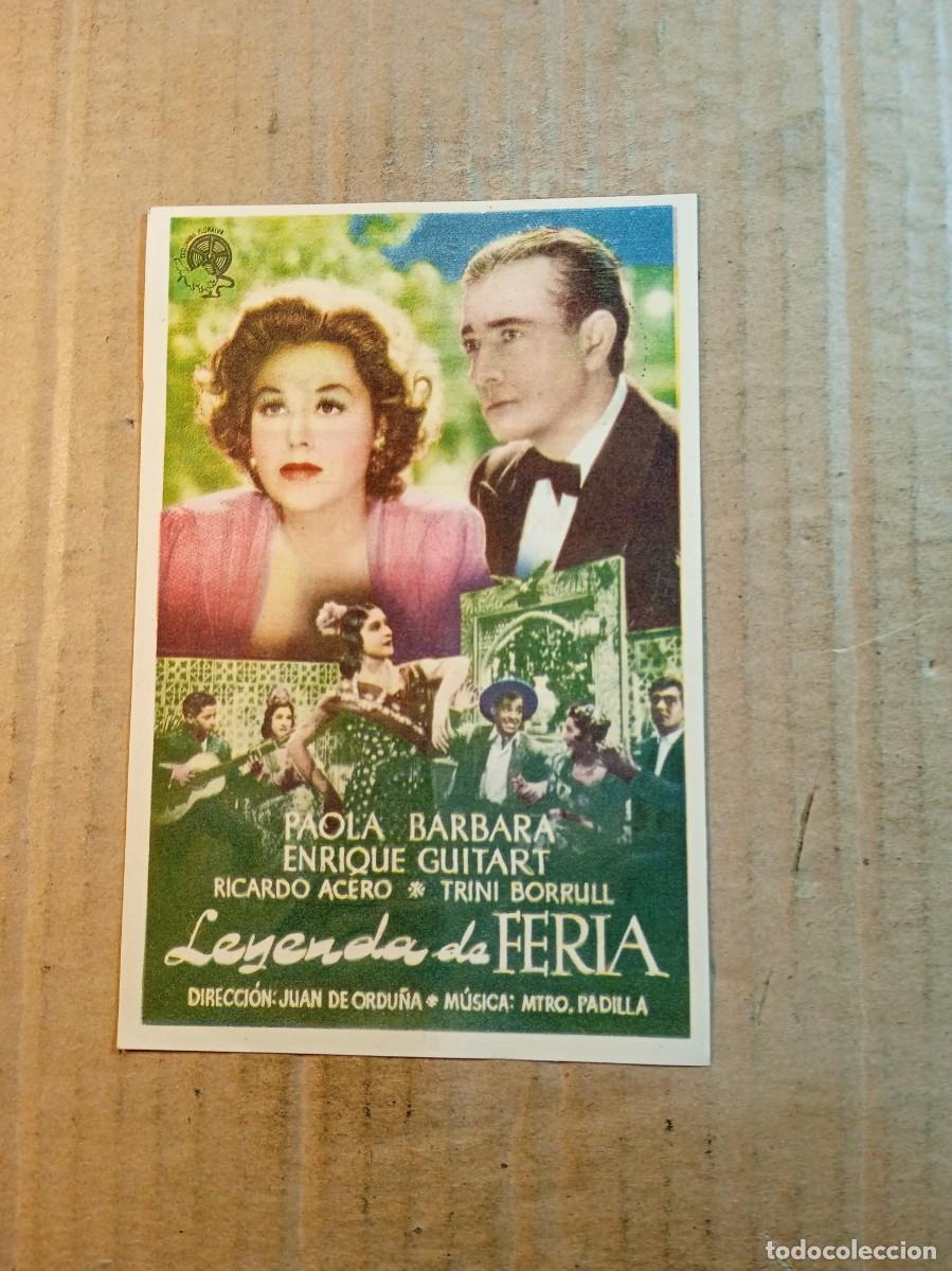 Folhetos de m&atilde;o de filmes antigos de cinema: FOLLETO DE MANO CON PUBLICIDAD LEYENDA DE FERIA