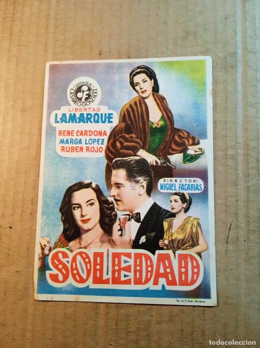 Folhetos de m&atilde;o de filmes antigos de cinema: FOLLETO DE MANO CON PUBLICIDAD SOLEDAD