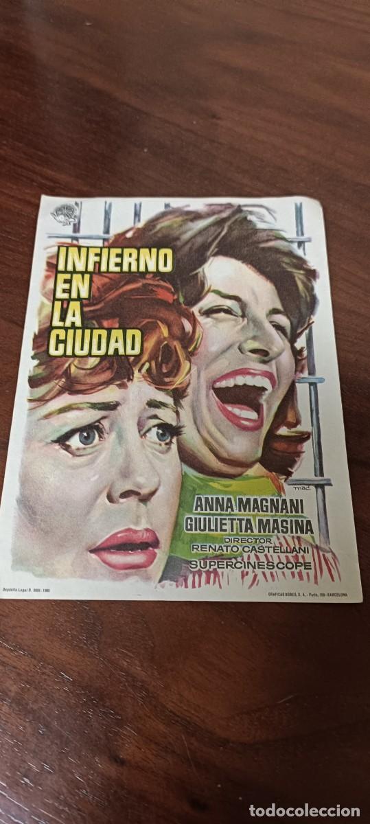 Folhetos de m&atilde;o de filmes antigos de cinema: Infierno en la ciudad..Folleto de mano.