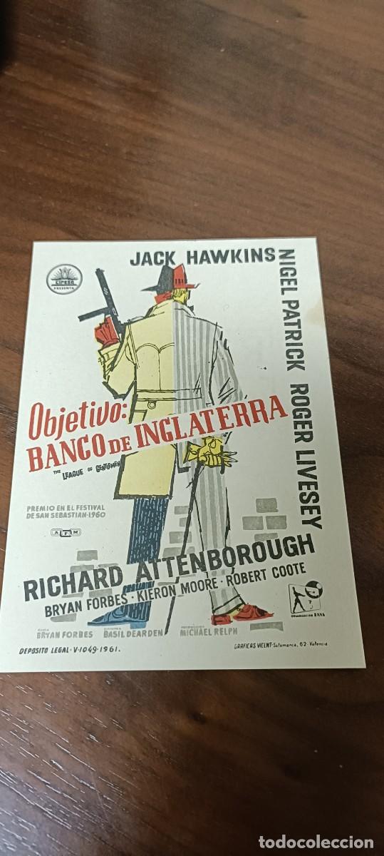  Foglietti di film di film antichi di cinema: Objetivo:Banco de Inglaterra.Folleto de mano.