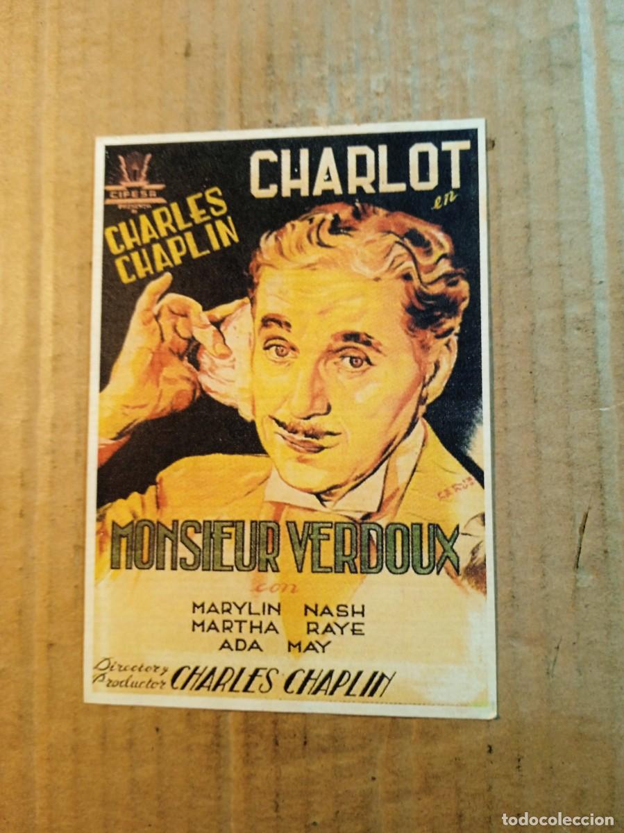 Folhetos de m&atilde;o de filmes antigos de cinema: FOLLETO DE MANO CON PUBLICIDAD MONSIEUR VERDOUX (FACS&Iacute;MIL)