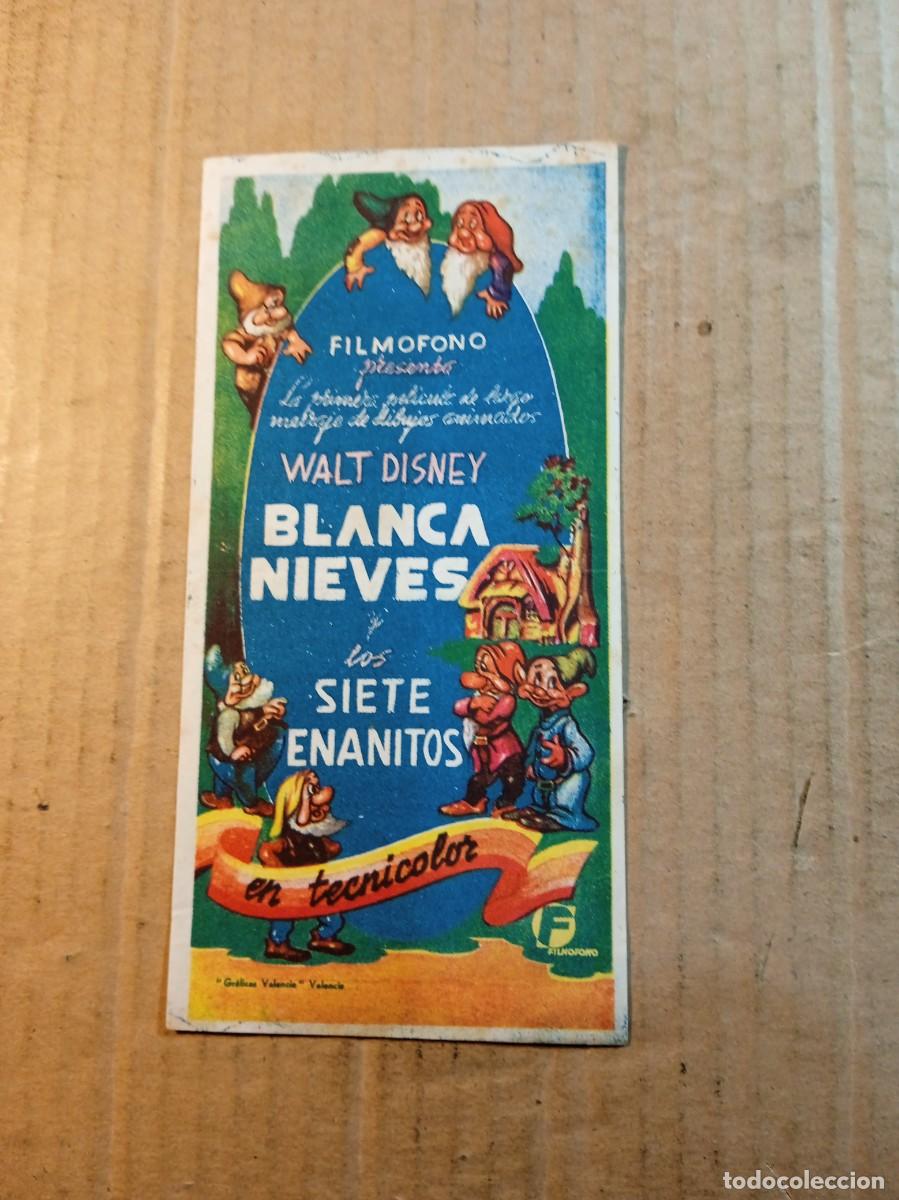 Cine: FOLLETO DE MANO CON PUBLICIDAD BLANCA NIEVES Y LOS SIETE ENANITOS