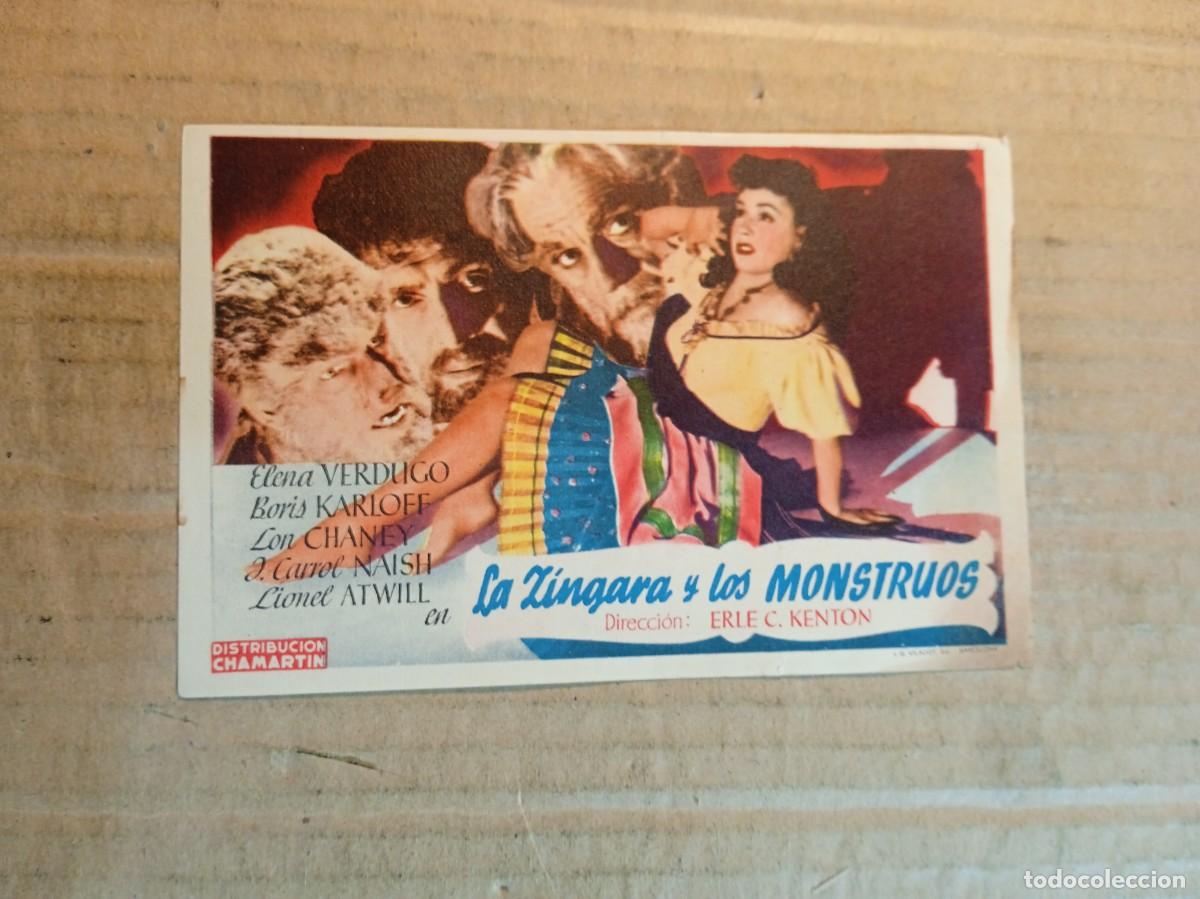 Cine: FOLLETO DE MANO CON PUBLICIDAD LA ZINGARA Y LOS MONSTRUOS