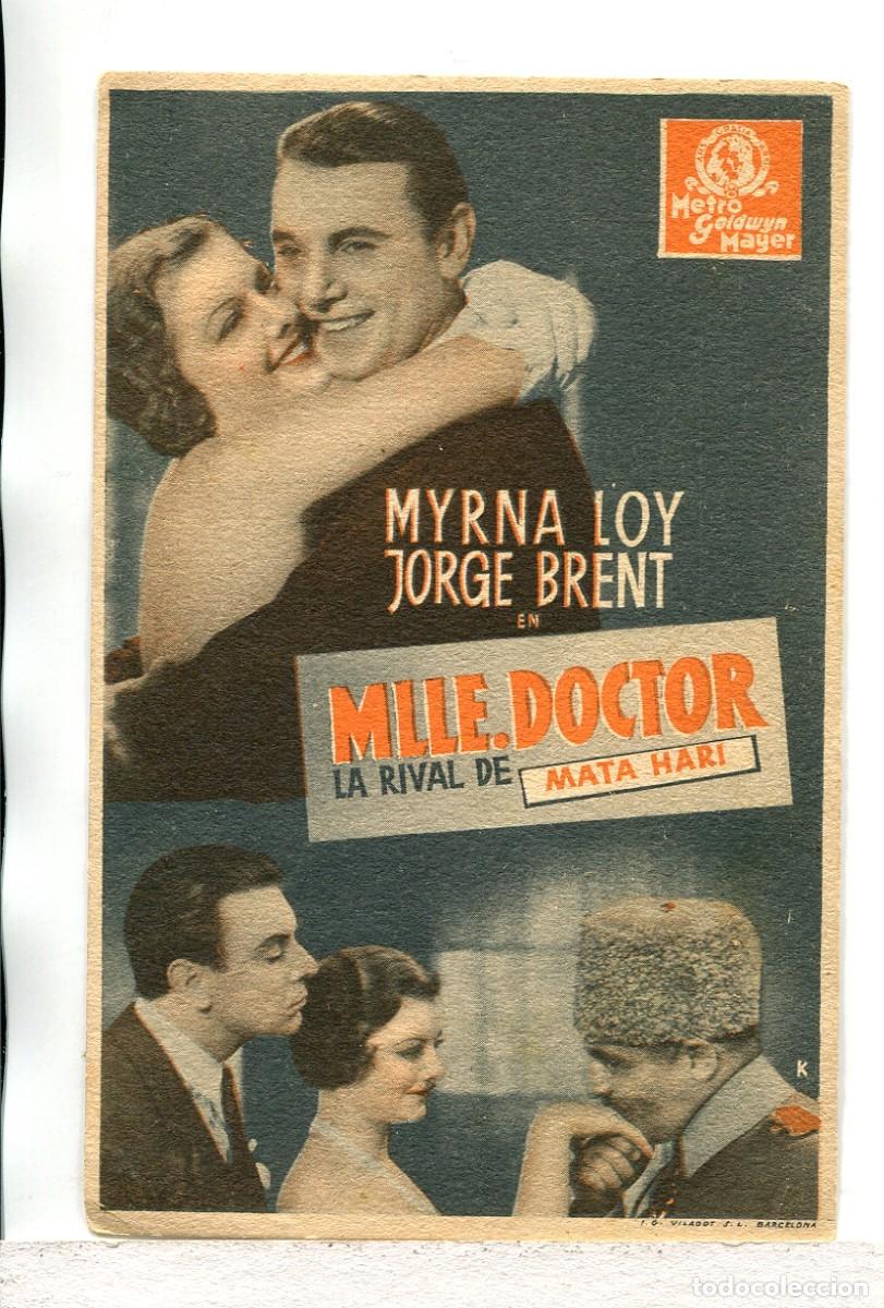 Folhetos de m&atilde;o de filmes antigos de cinema: MLLE. DOCTOR, LA RIVAL DE MATA HARI, con Myrna Loy.