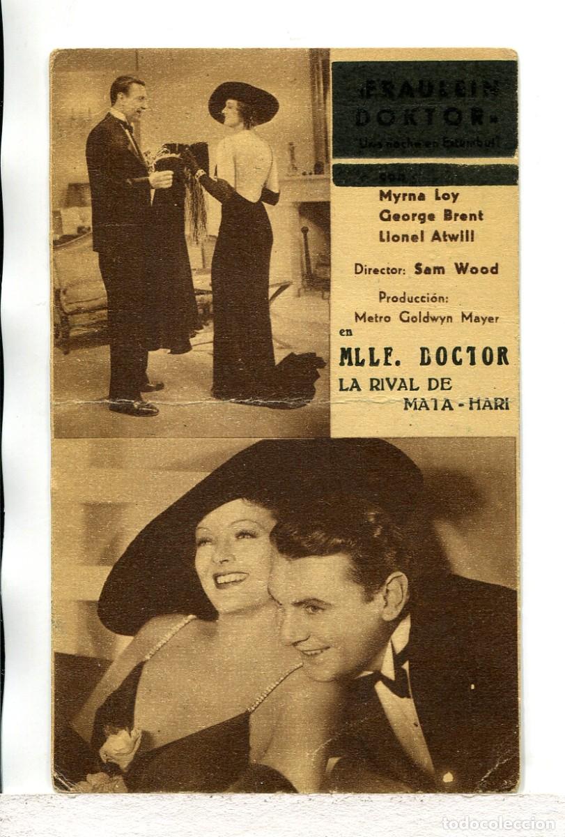 Folhetos de m&atilde;o de filmes antigos de cinema: MLLE. DOCTOR, LA RIVAL DE MATA HARI, con Myrna Loy.