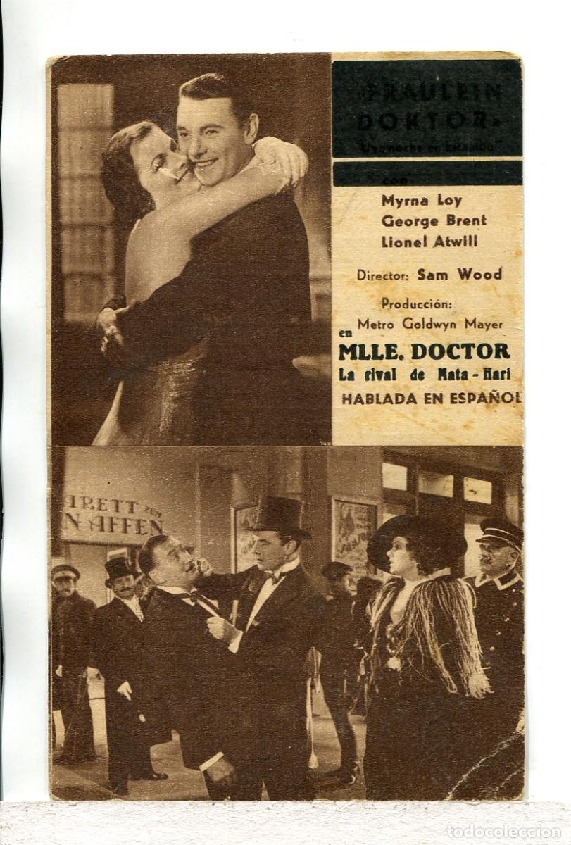 Folhetos de m&atilde;o de filmes antigos de cinema: MLLE. DOCTOR, LA RIVAL DE MATA HARI, con Myrna Loy.