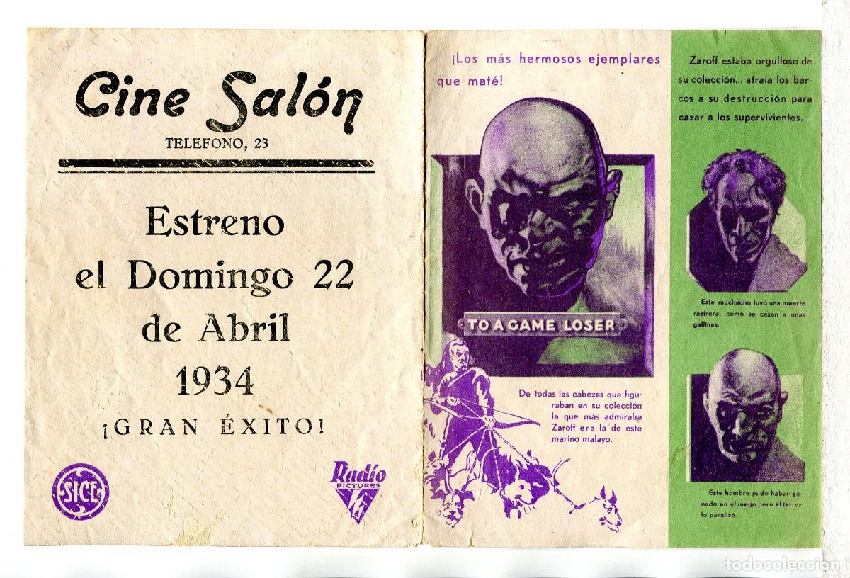  Flyers Publicitaires de films Anciens: EL MALVADO ZAROFF, con Fay Wray.