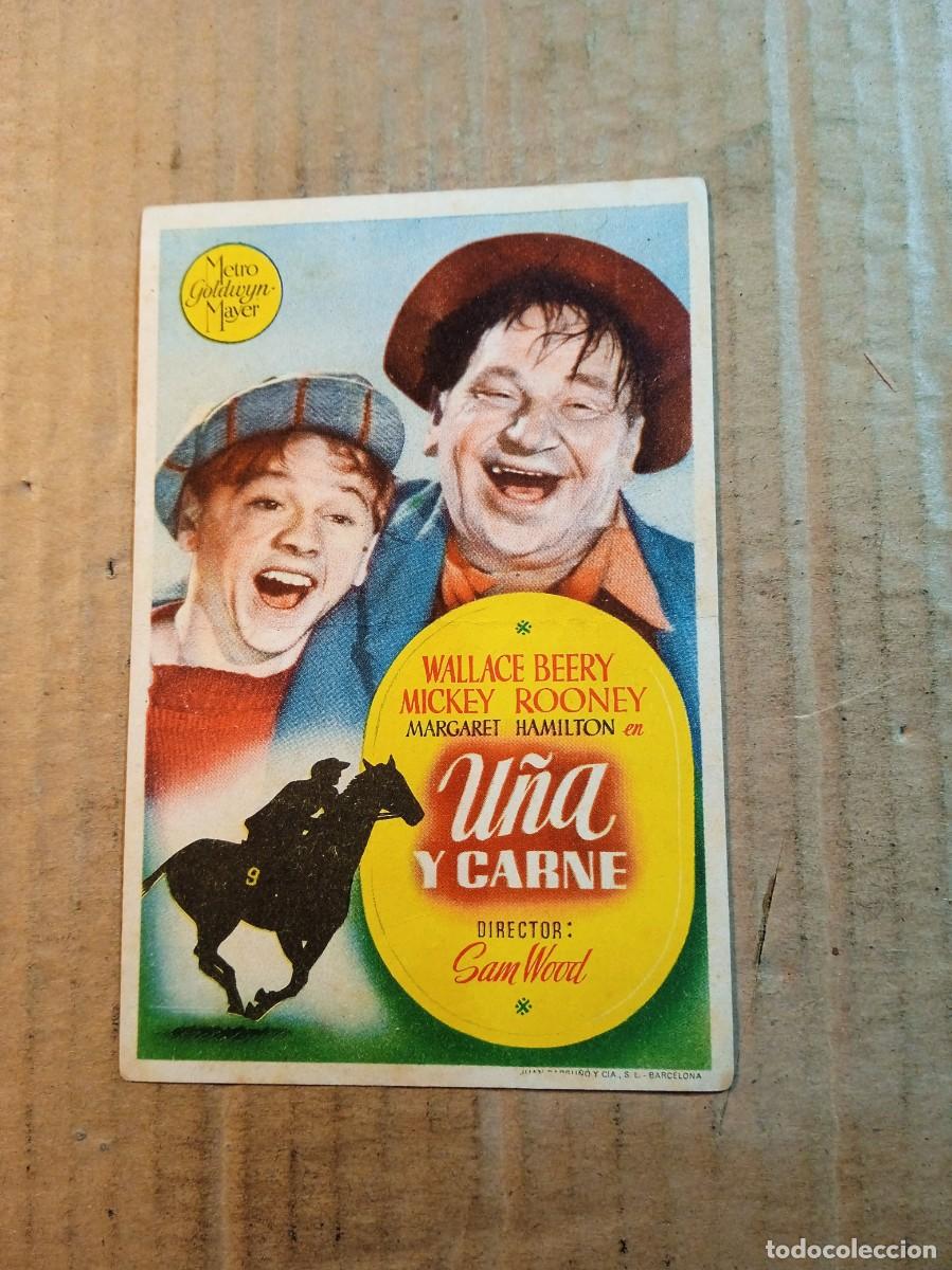 Folhetos de m&atilde;o de filmes antigos de cinema: FOLLETO DE MANO CON PUBLICIDAD U&Ntilde;A Y CARNE