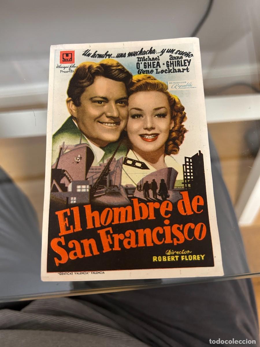 Folhetos de m&atilde;o de filmes antigos de cinema: &ordm;el hombre de san francisco cinema eliseos zaragoza con publicidad buen estado