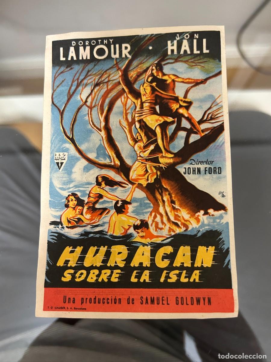 Folhetos de m&atilde;o de filmes antigos de cinema: &ordm;866 HURACAN SOBRE LA ISLA CINES ARENAS LICEO Y OTROS BARCELONA CON PUBLICIDAD BUEN ESTADO