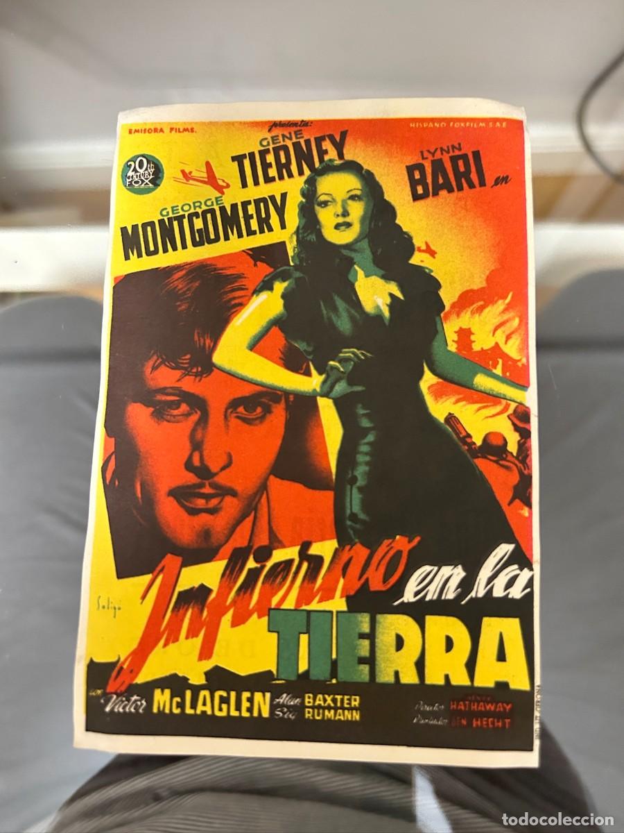  Flyers Publicitaires de films Anciens: &ordm;880 INFIERNO EN LA TIERRA CINE KURSAAL REUS CON PUBLICIDAD BUEN ESTADO