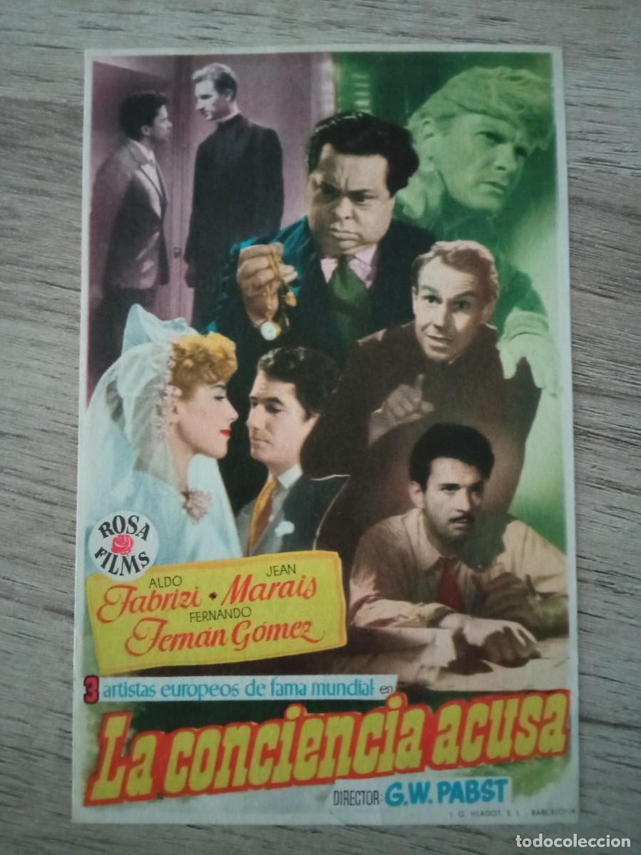  Foglietti di film di film antichi di cinema: LA CONCIENCIA ACUSA, FERNANDO FERNAN GOMEZ, CINE COVADONGA, LA FELGUERA, ASTURIAS