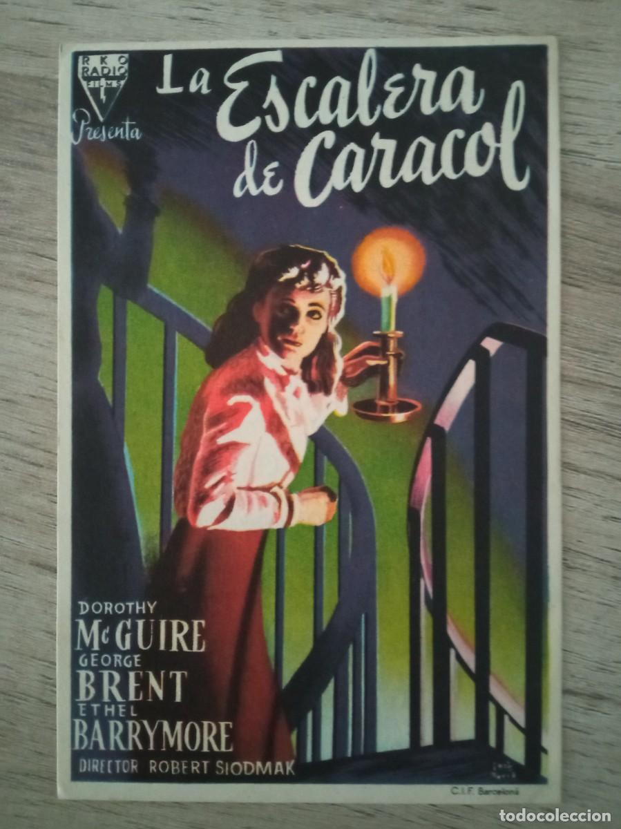 Folhetos de m&atilde;o de filmes antigos de cinema: LA ESCALERA DE CARACOL, DOROTHY MCGUIRE, CENTRO CAT&Oacute;LICO RECREATIVO, MANLLEU