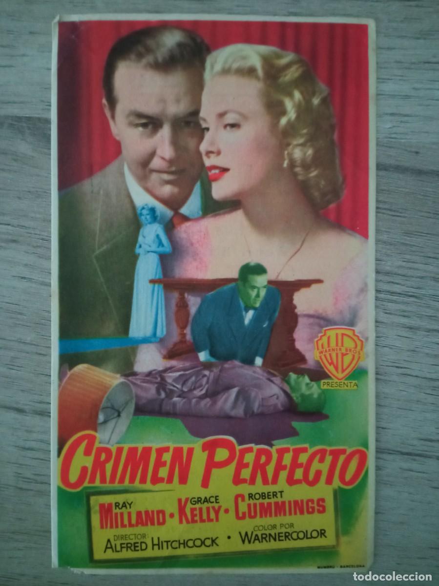 Folhetos de m&atilde;o de filmes antigos de cinema: CRIMEN PERFECTO, GRACE KELLY, TEATRO VILLEGAS, N&Aacute;JERA, LA RIOJA, 1955