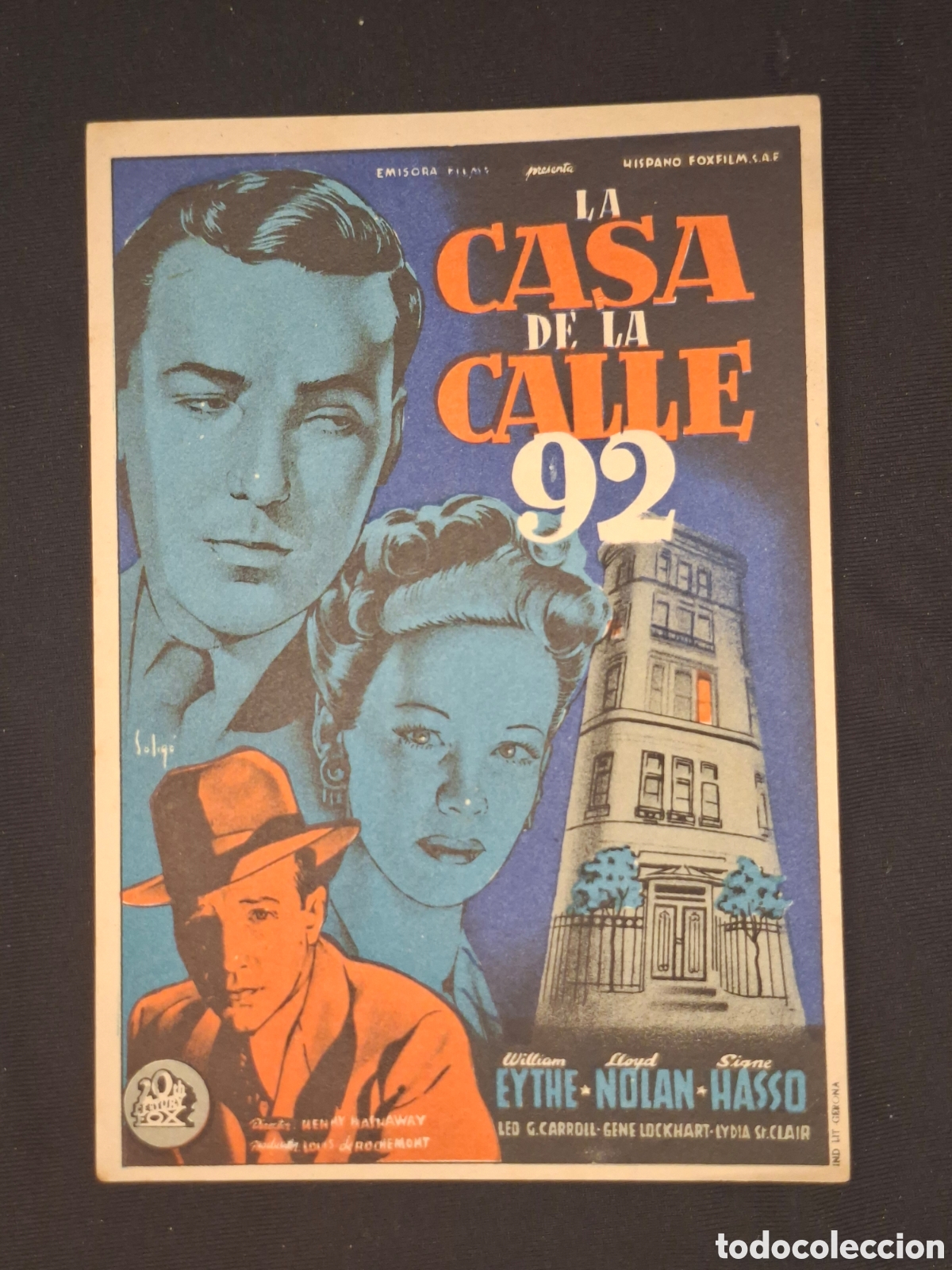  Flyers Publicitaires de films Anciens: Folleto de mano la casa de la calle noventa y dos../ CITC1