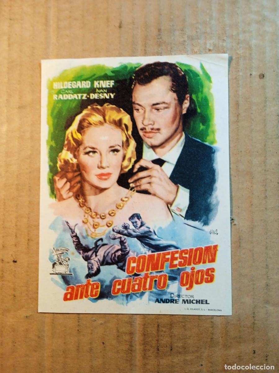 Folhetos de m&atilde;o de filmes antigos de cinema: FOLLETO DE MANO CON PUBLICIDAD CONFESI&Oacute;N ANTE CUATRO OJOS