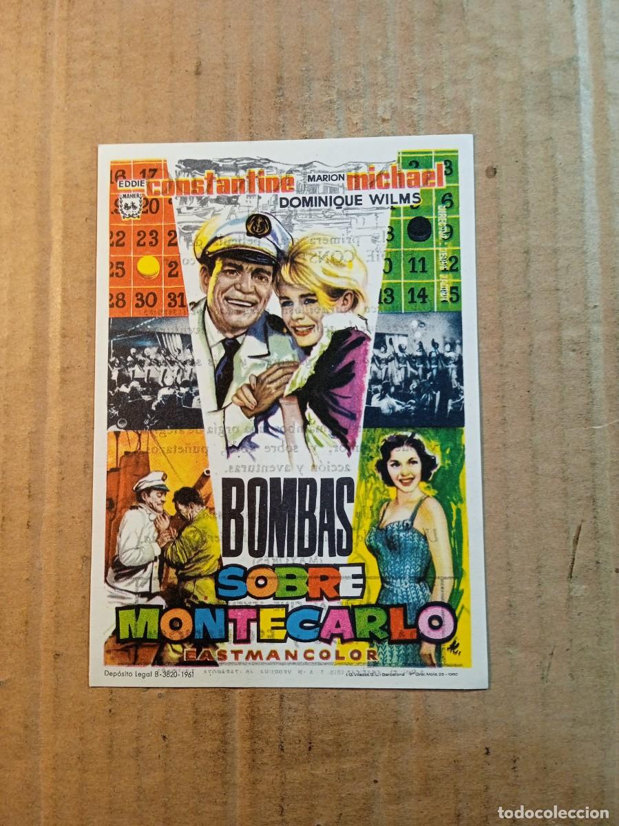 Cine: FOLLETO DE MANO CON PUBLICIDAD BOMBAS SOBRE MONTECARLO