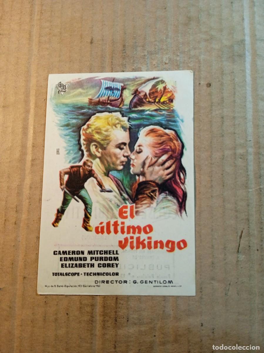 Folhetos de m&atilde;o de filmes antigos de cinema: FOLLETO DE MANO CON PUBLICIDAD EL &Uacute;LTIMO VIKINGO