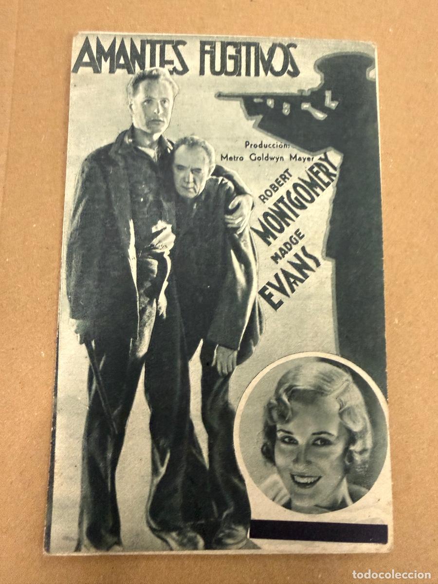 Foglietti di film di film antichi di cinema: AMANTES FUGITIVOS Antiguo programa de cine de mano, en cartoncillo