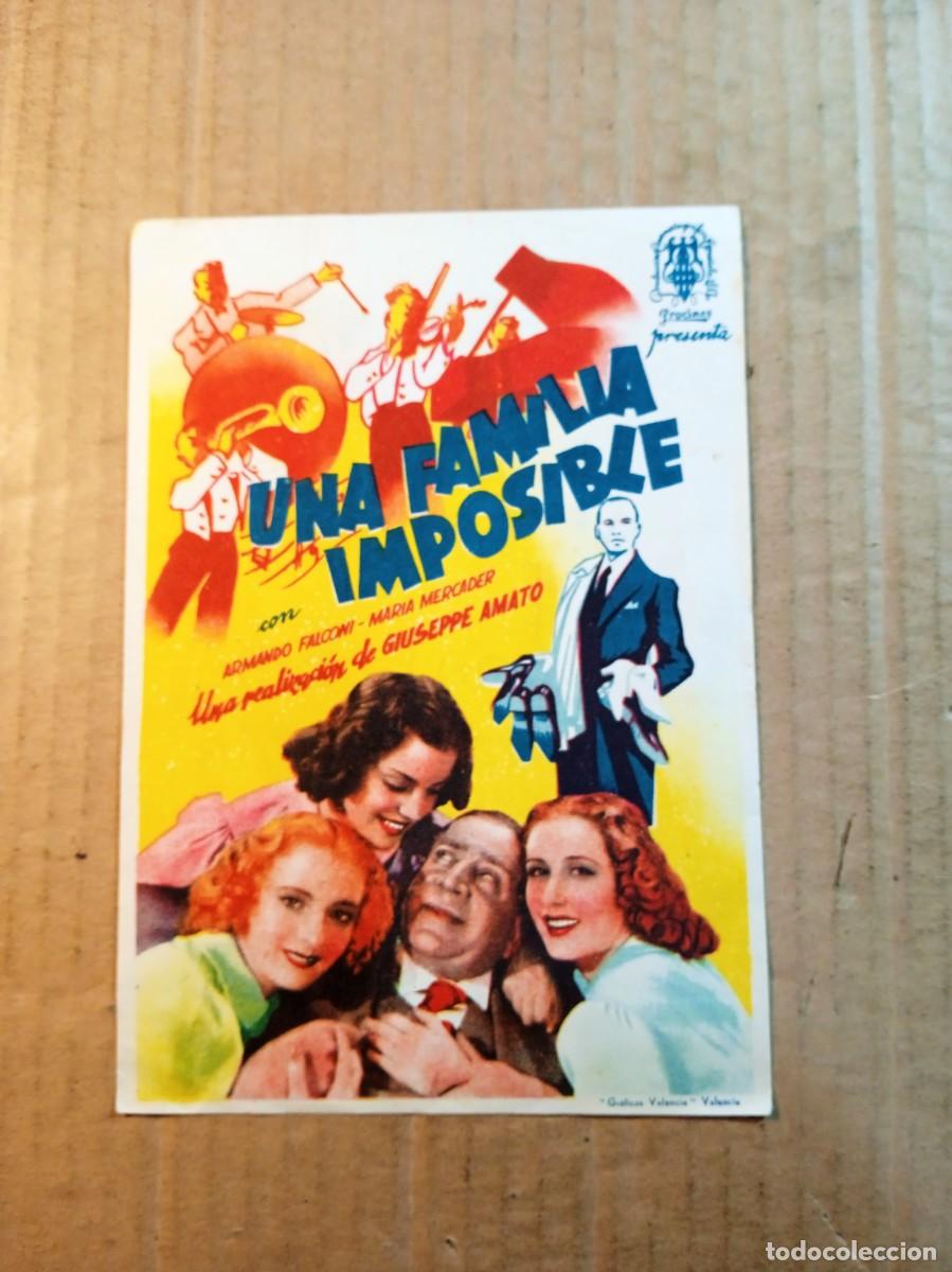 Cine: FOLLETO DE MANO CON PUBLICIDAD UNA FAMILIA IMPOSIBLE
