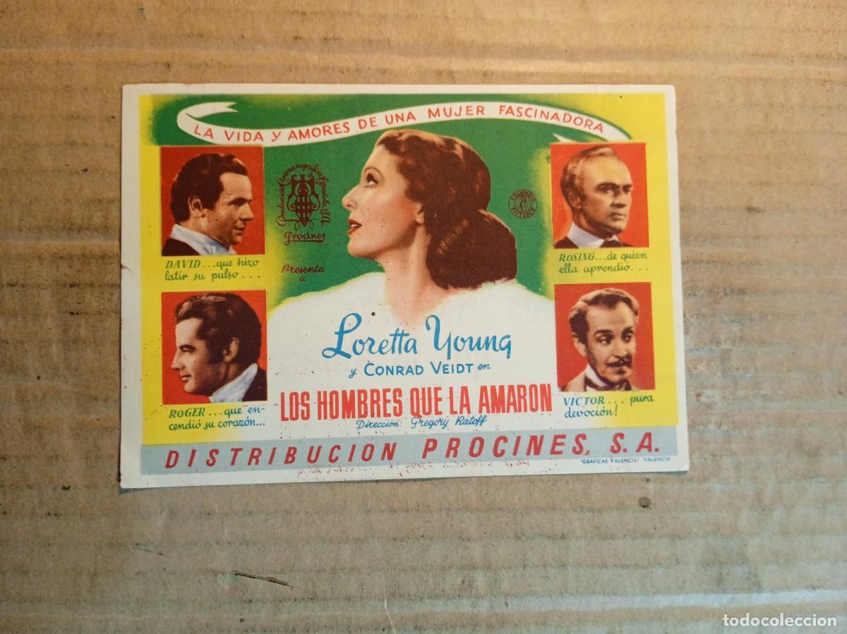 Folhetos de m&atilde;o de filmes antigos de cinema: FOLLETO DE MANO CON PUBLICIDAD LOS HOMBRES QUE LA AMARON