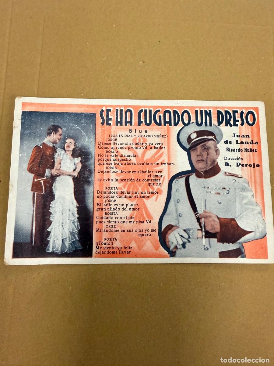 Kino: SE HA FUGADO UN PRESO Antiguo programa de cine de mano, en cartoncillo