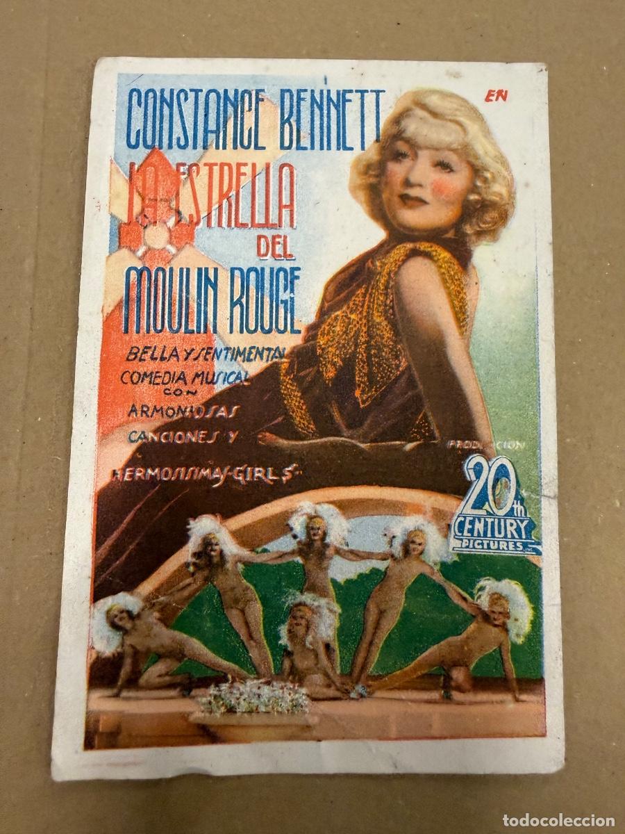 Kino: LA ESTRELLA DEL MOULIN ROUGE Antiguo programa de cine de mano, en cartoncillo