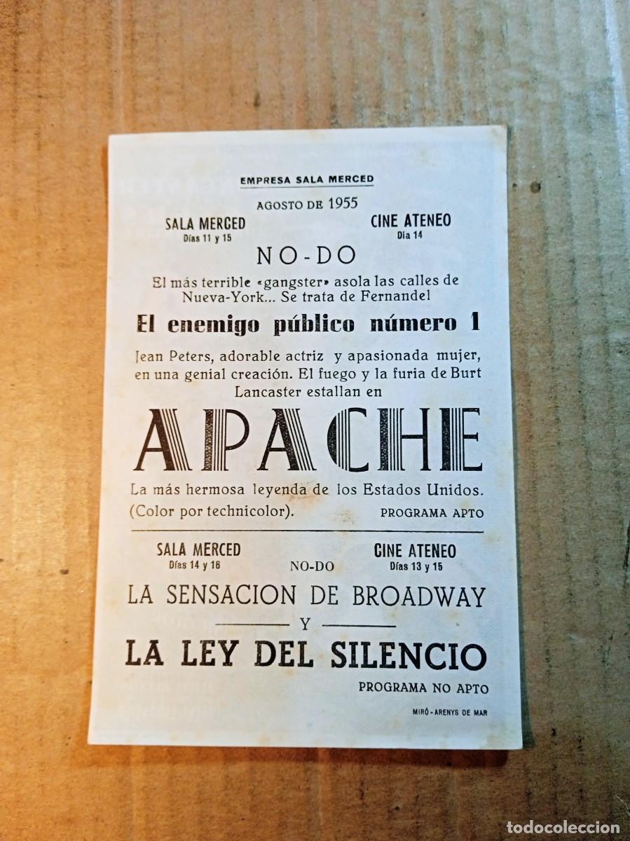 Cine: FOLLETO DE MANO CON PUBLICIDAD APACHE - Foto 2