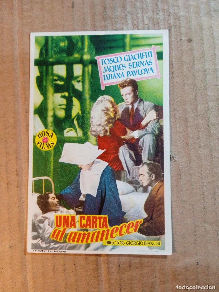 Cine: FOLLETO DE MANO CON PUBLICIDAD UNA CARTA AL AMANECER