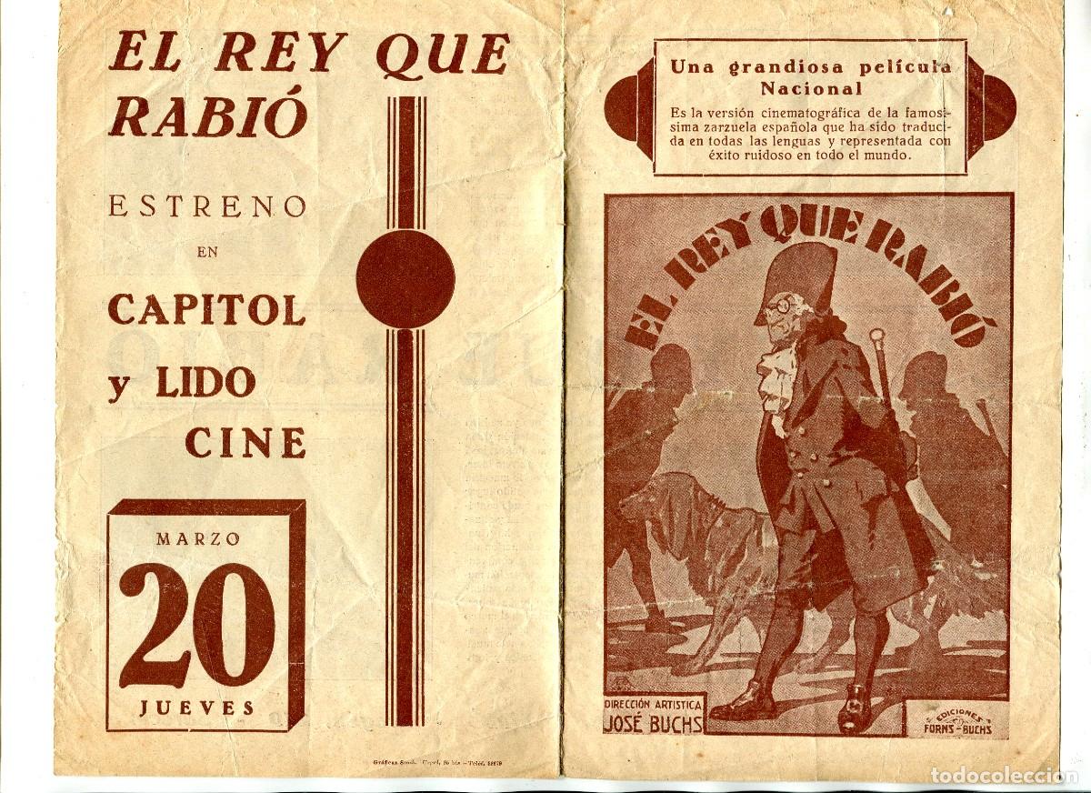 Cine: EL REY QUE RABI&Oacute;, de Jos&eacute; Buchs. 14 x 21,5 cms. - Foto 1