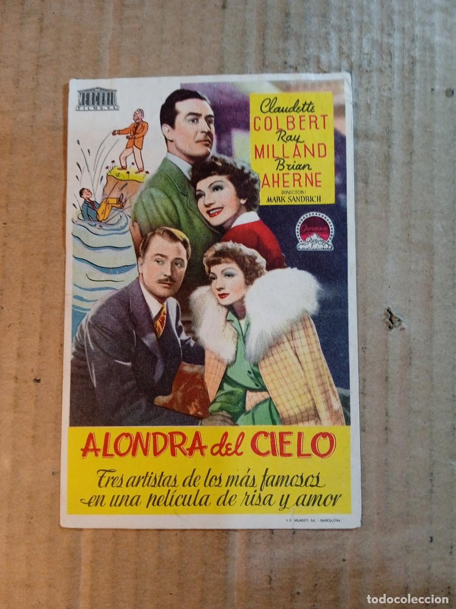 Folhetos de m&atilde;o de filmes antigos de cinema: FOLLETO DE MANO CON PUBLICIDAD ALONDRA DEL CIELO