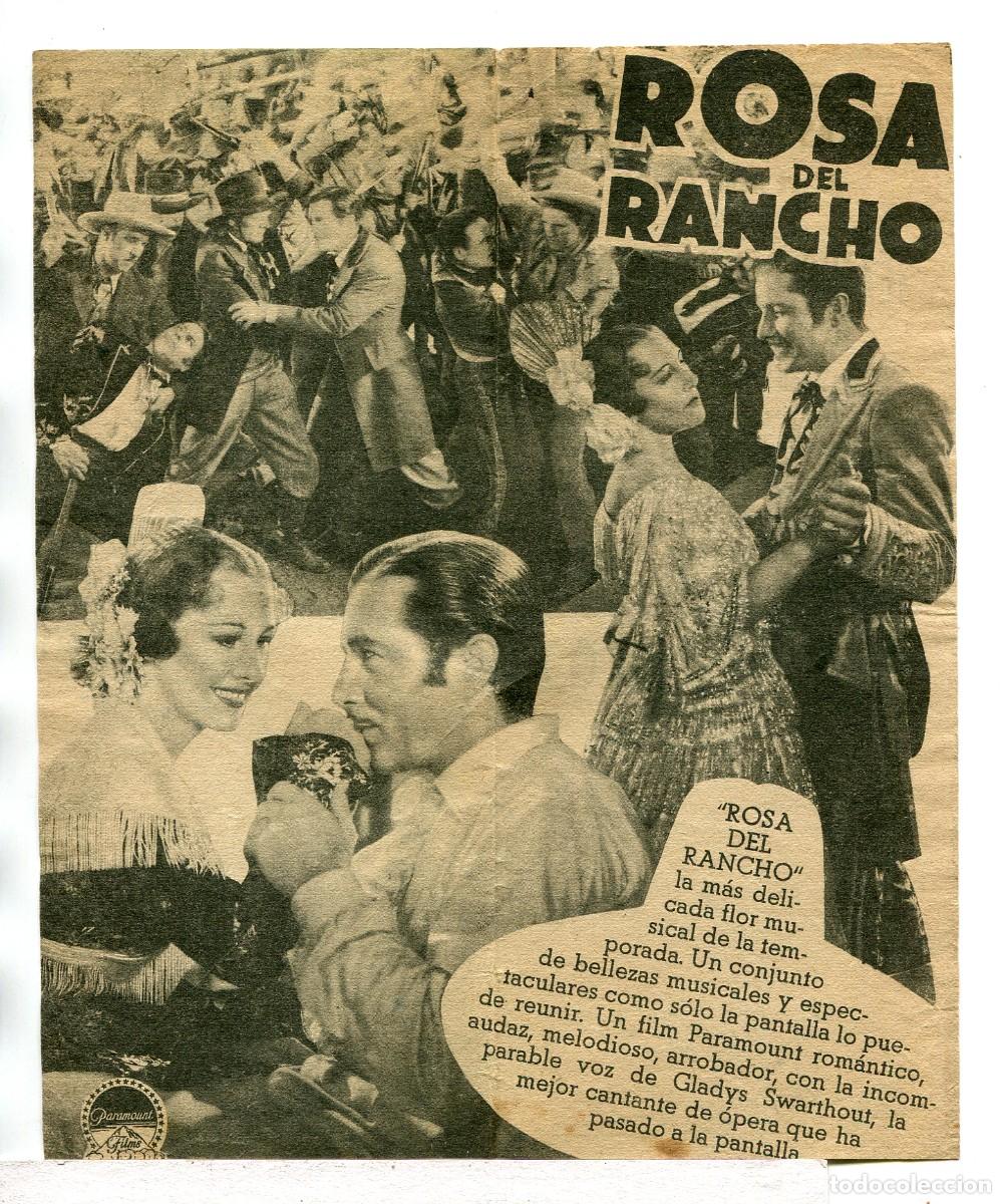 Cine: ROSA DEL RANCHO, con John Boles. 9 x 22 cms. - Foto 2