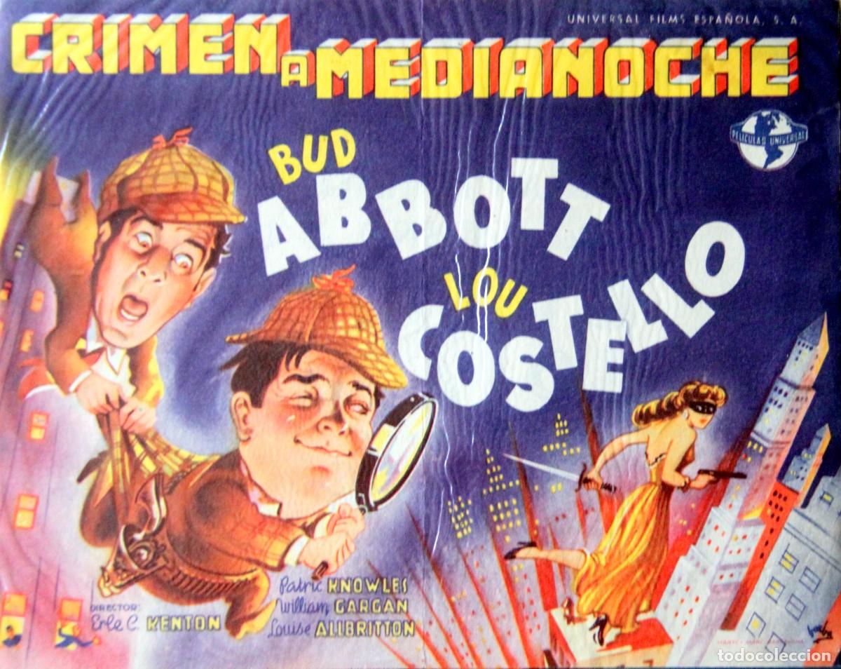 Cine: ABBOTT & COSTELLO: CRIMEN A MEDIANOCHE, FOLLETO DE MANO - 15 x 19 cm