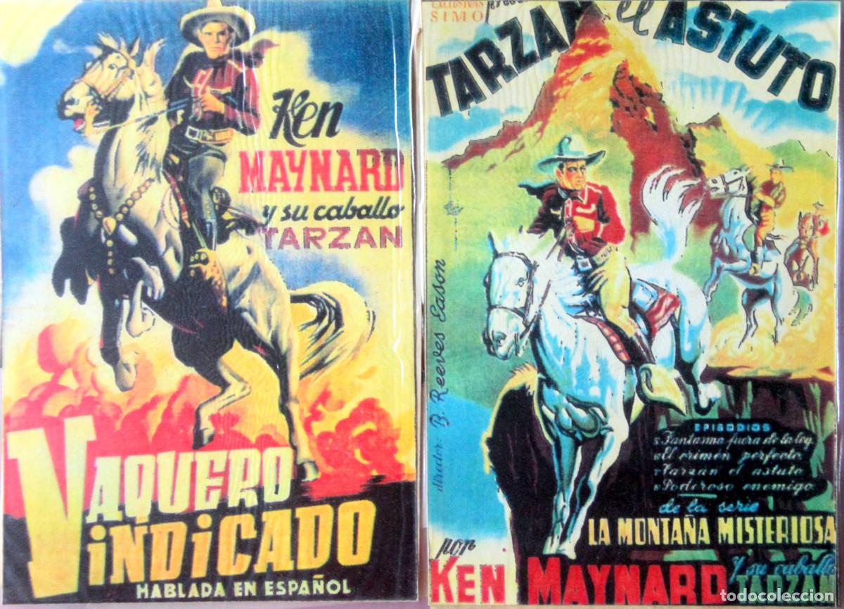 Folhetos de m&atilde;o de filmes antigos de cinema: KEN MAYNARD y TARZAN EL ASTUTO, LOTE 2 FOLLETOS DE MANO - 12,5 x 18 cm