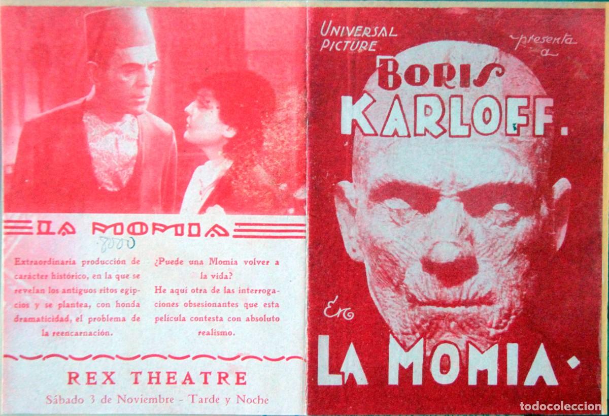 Folhetos de m&atilde;o de filmes antigos de cinema: LA MOMIA BORIS KARLOFF - FOLLETO DE MANO