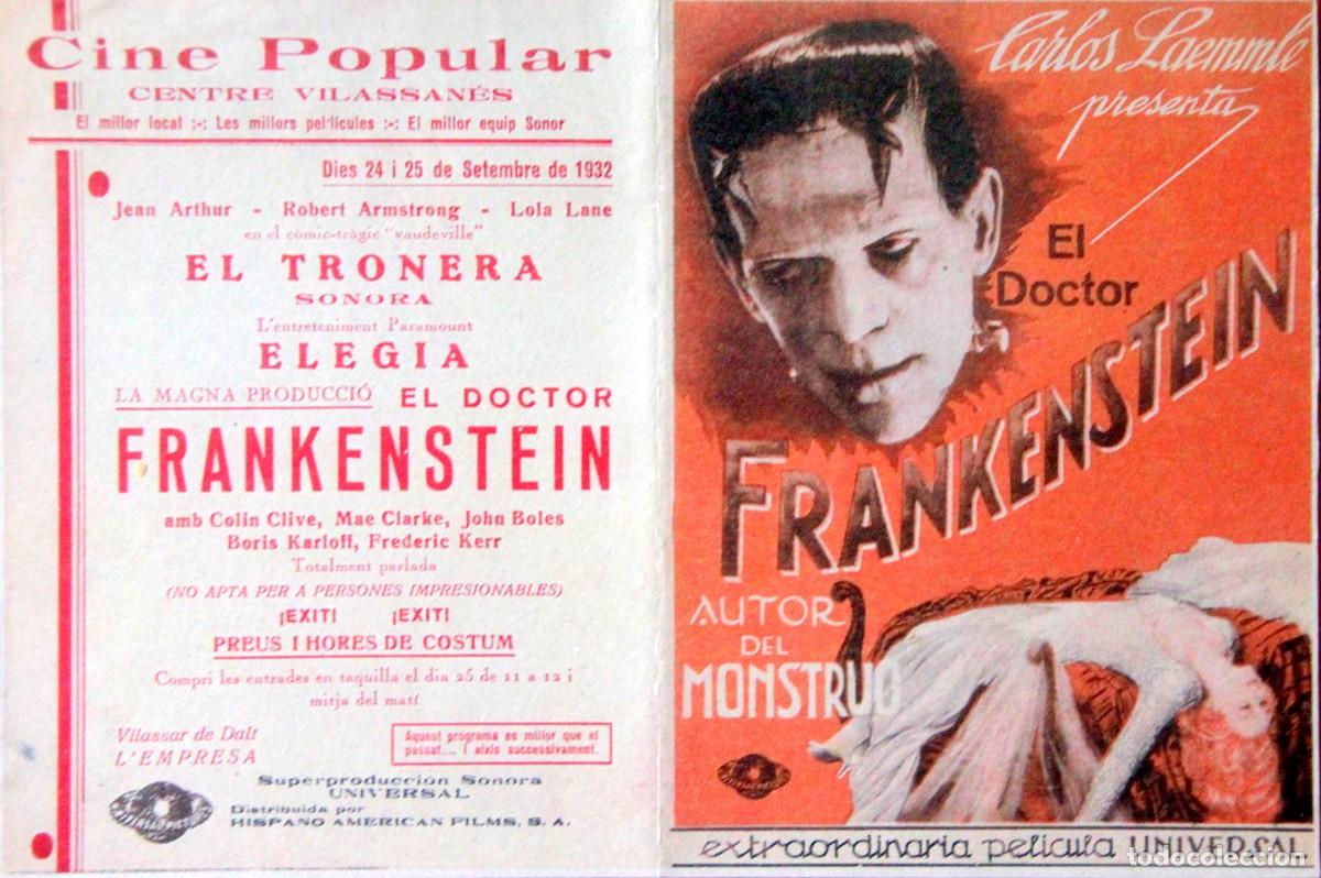 Folhetos de m&atilde;o de filmes antigos de cinema: EL DOCTOR FRANKENSTEIN-BORIS KARLOFF - FOLLETO DE MANO