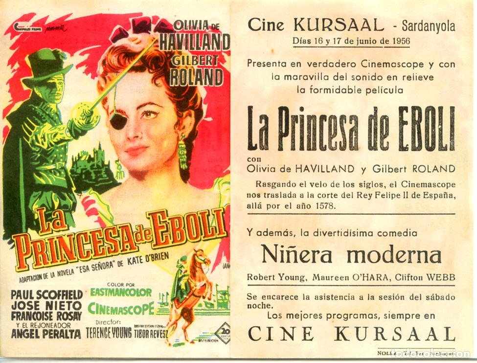 Cine: FOLLETO DE MANO ORIGINAL LA PRINCESA DE EBOLI CINE KURSAAL 1966 SARDANYOLA DEL VALLES BARCELONA