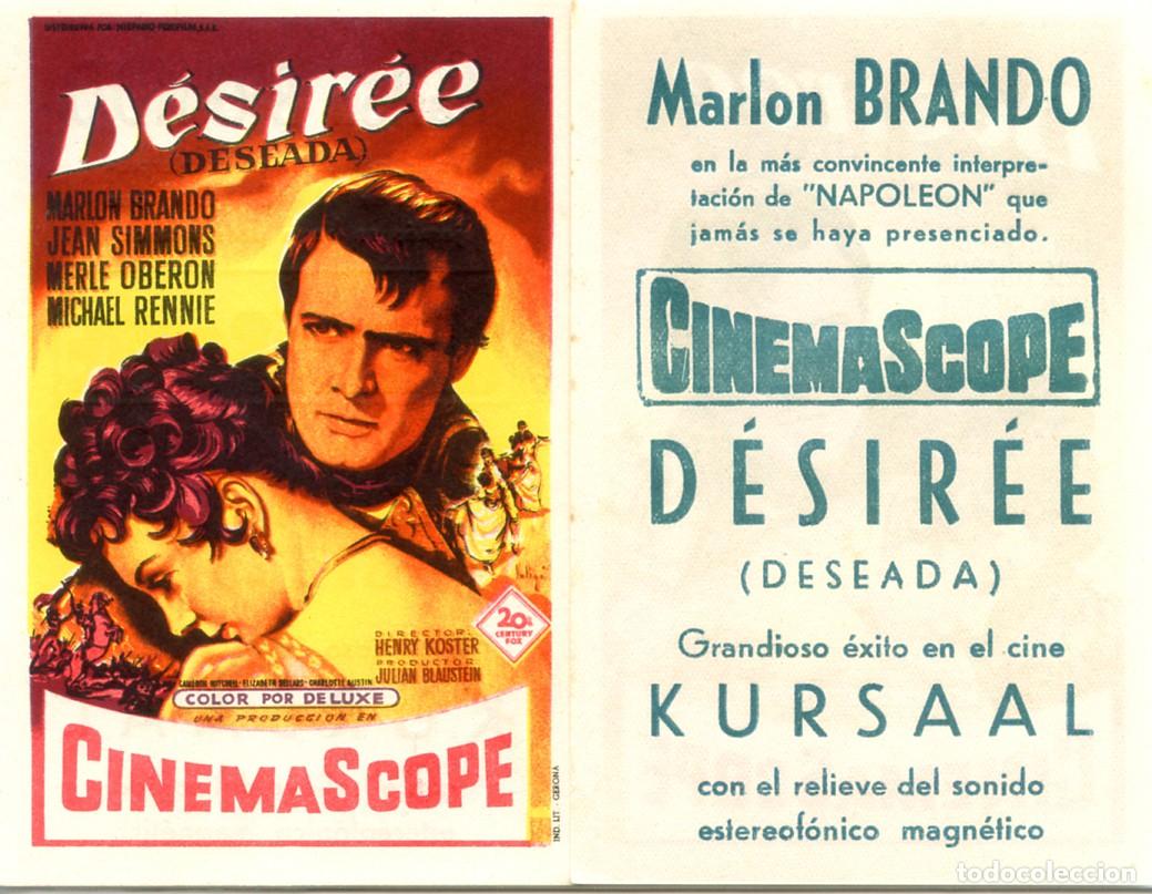 Cine: FOLLETO DE MANO ORIGINAL D&Eacute;SIR&Eacute;E MARLON BRANDO CINE KURSAAL SARDANYOLA DEL VALLES BARCELONA