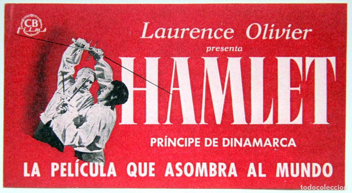 Folhetos de m&atilde;o de filmes antigos de cinema: HAMLET LAURENCE OLIVIER -15 x 8 cm