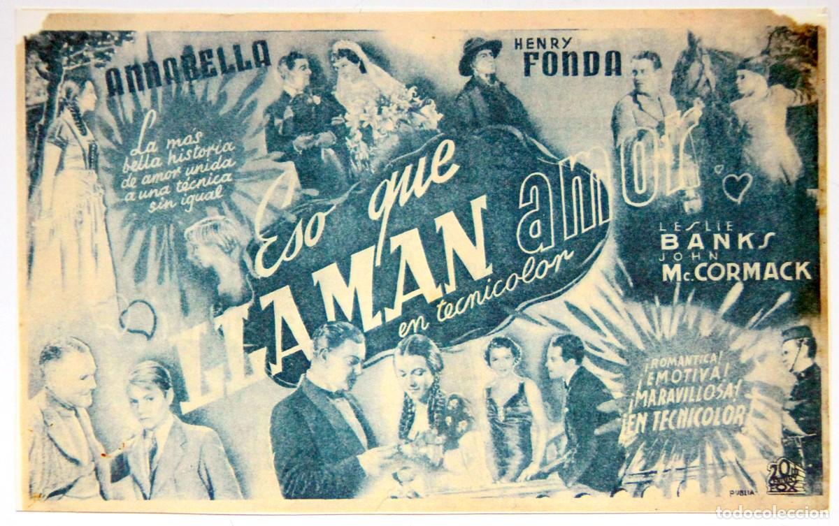Folhetos de m&atilde;o de filmes antigos de cinema: ESO QUE LLAMAN AMAR, HENRY FONDA - PROGRAMA DE MANO REPRO - 10 x 16 cm