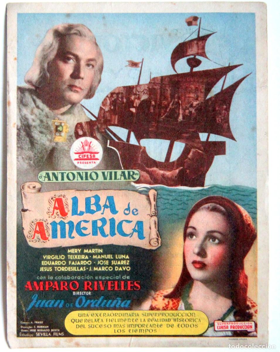 Folhetos de m&atilde;o de filmes antigos de cinema: ALBA DE AMERICA: RIVELLES / ORDU&Ntilde;A - PROGRAMA DE MANO